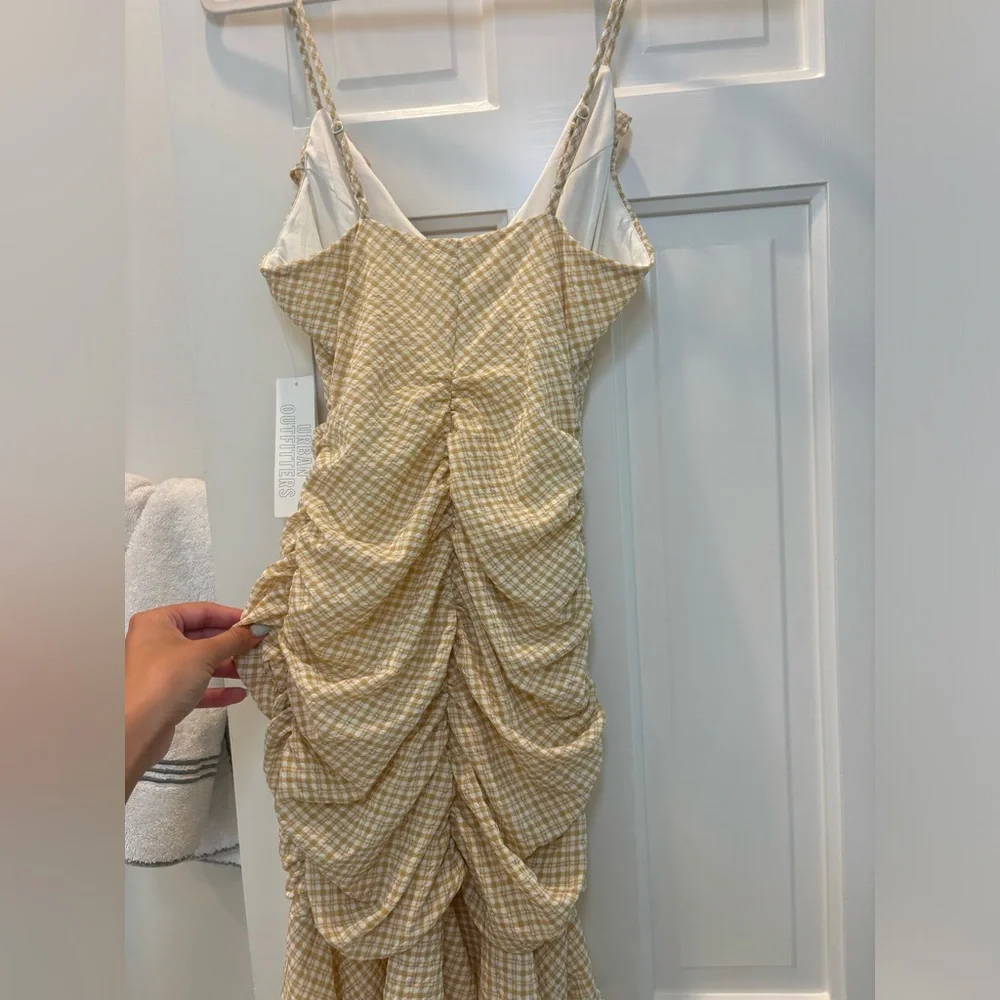 Tan Gingham Ruffle Dress - Picture 3 of 3